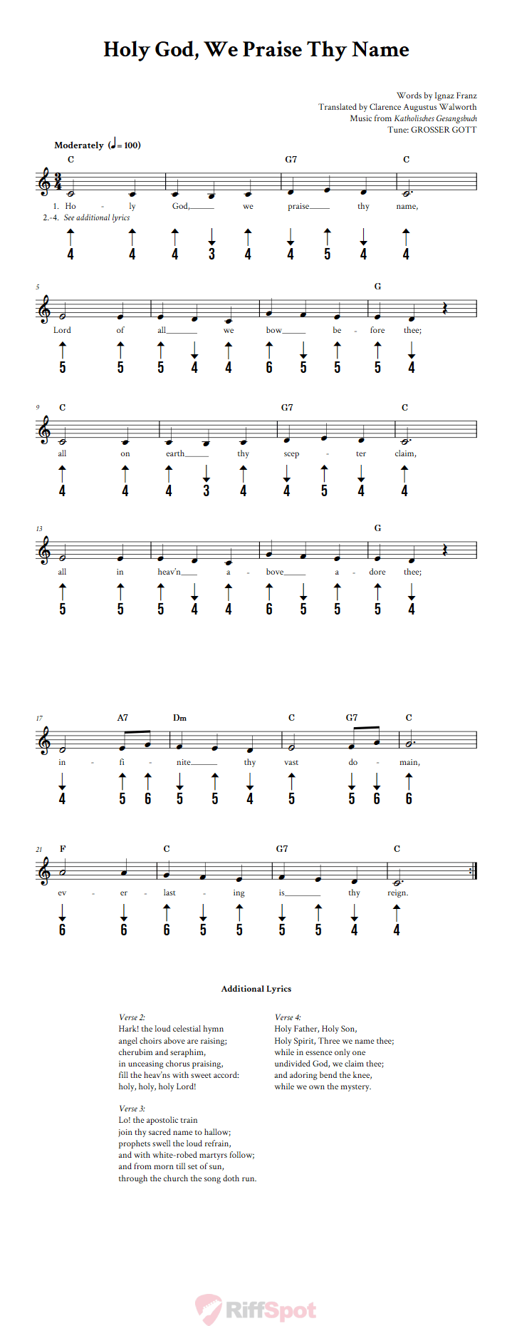 Holy God, We Praise Thy Name Harmonica Tab