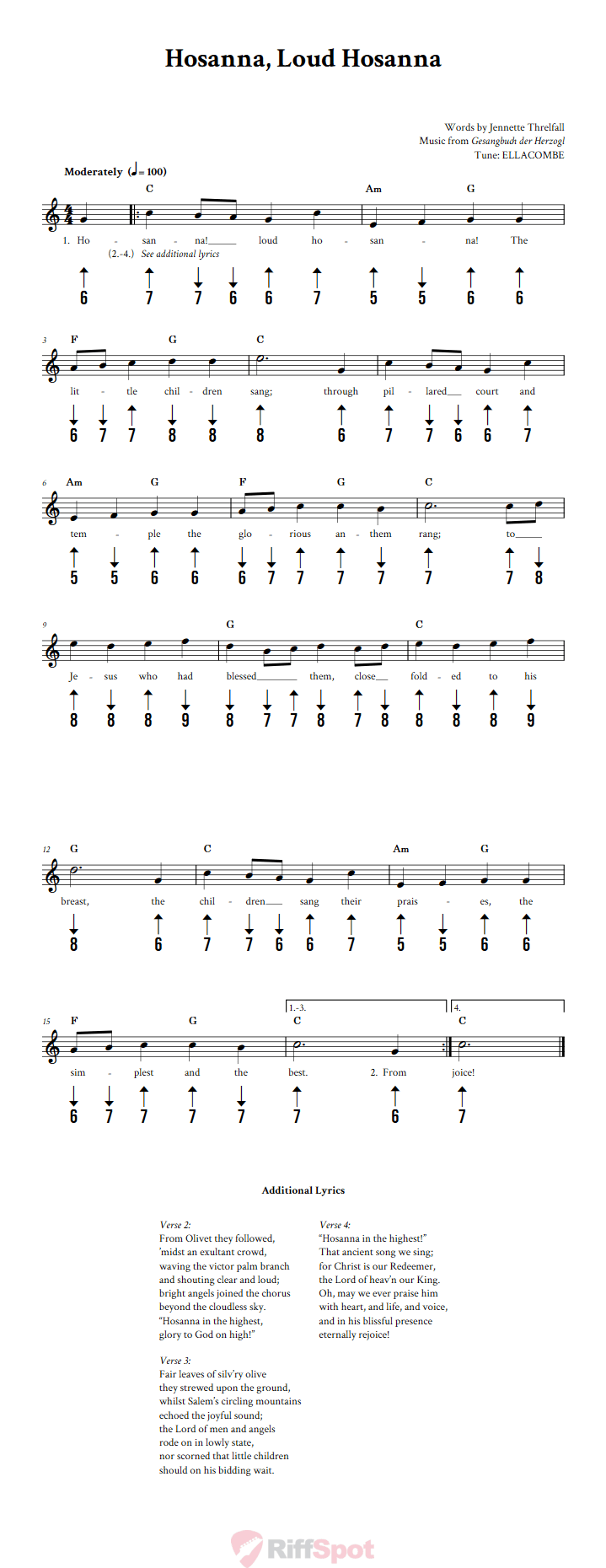Hosanna, Loud Hosanna Harmonica Tab