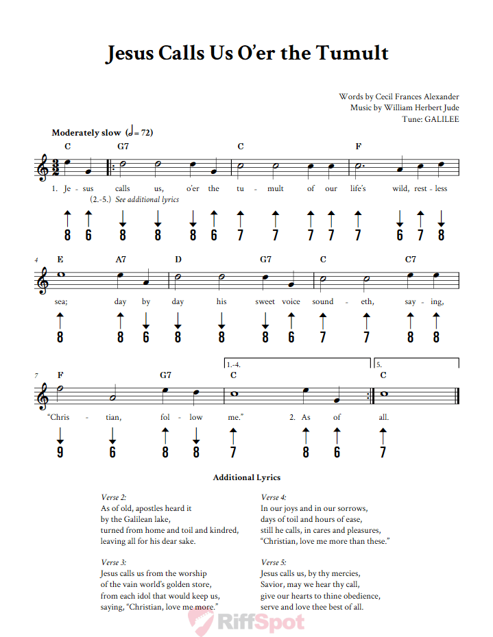 Jesus Calls Us O'er the Tumult Harmonica Tab