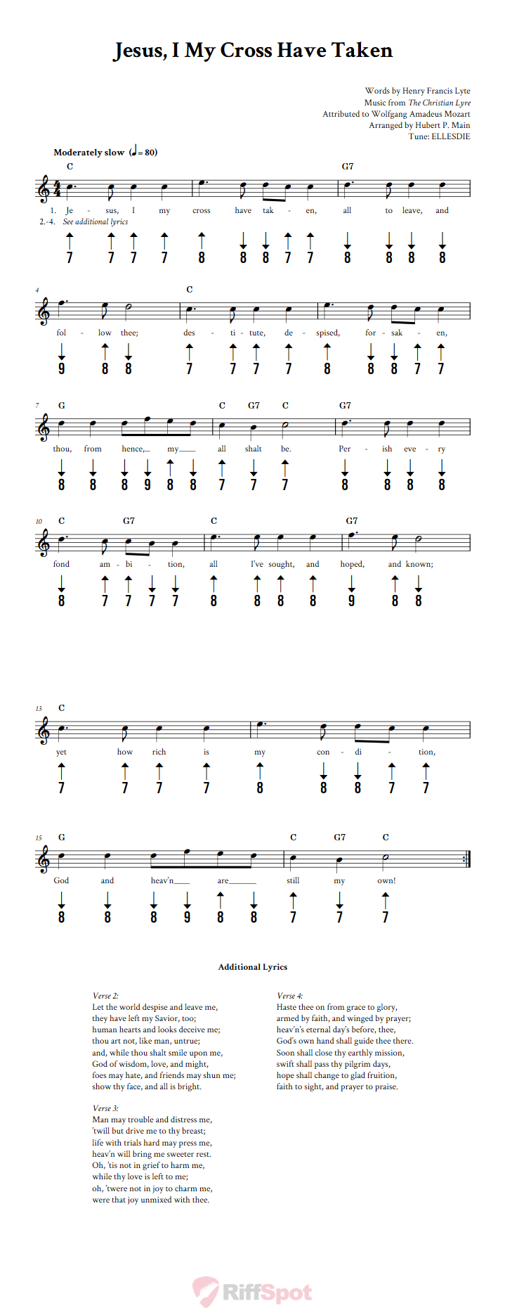 Jesus, I My Cross Have Taken Harmonica Tab