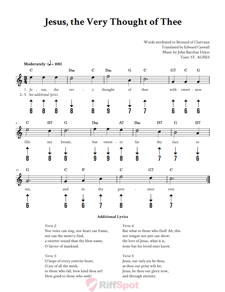 Jesus, the Very Thought of Thee Harmonica Tab