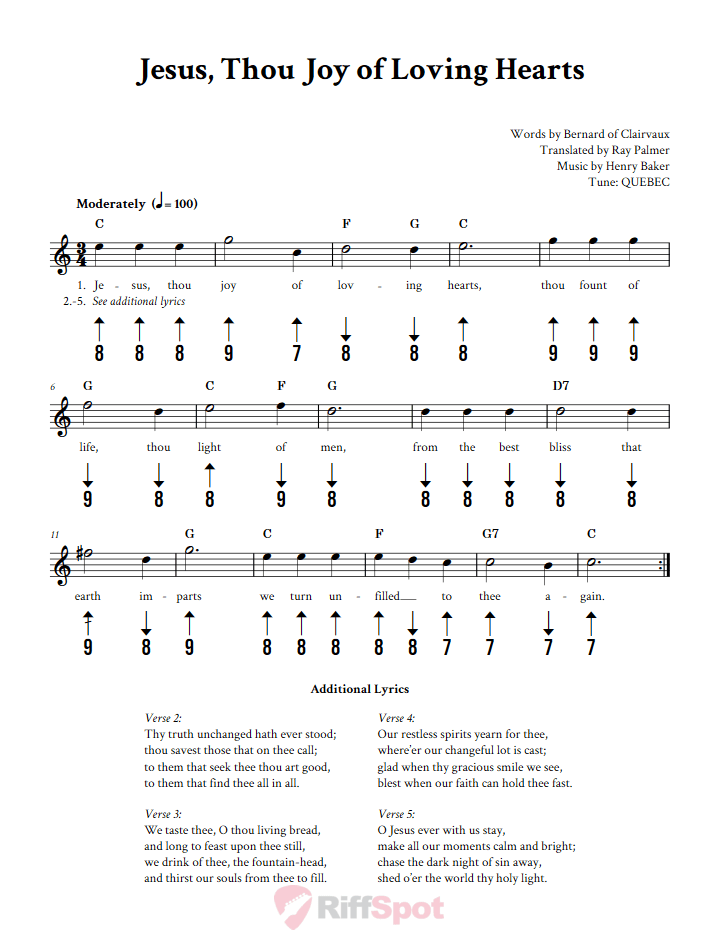 Jesus, Thou Joy of Loving Hearts Harmonica Tab