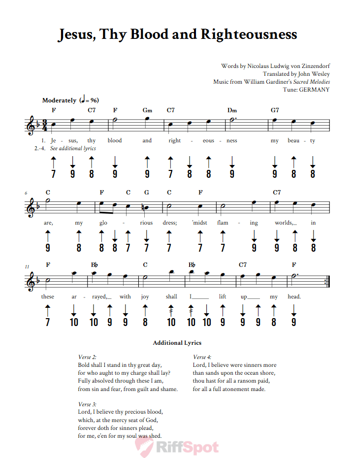 Jesus, Thy Blood and Righteousness Harmonica Tab