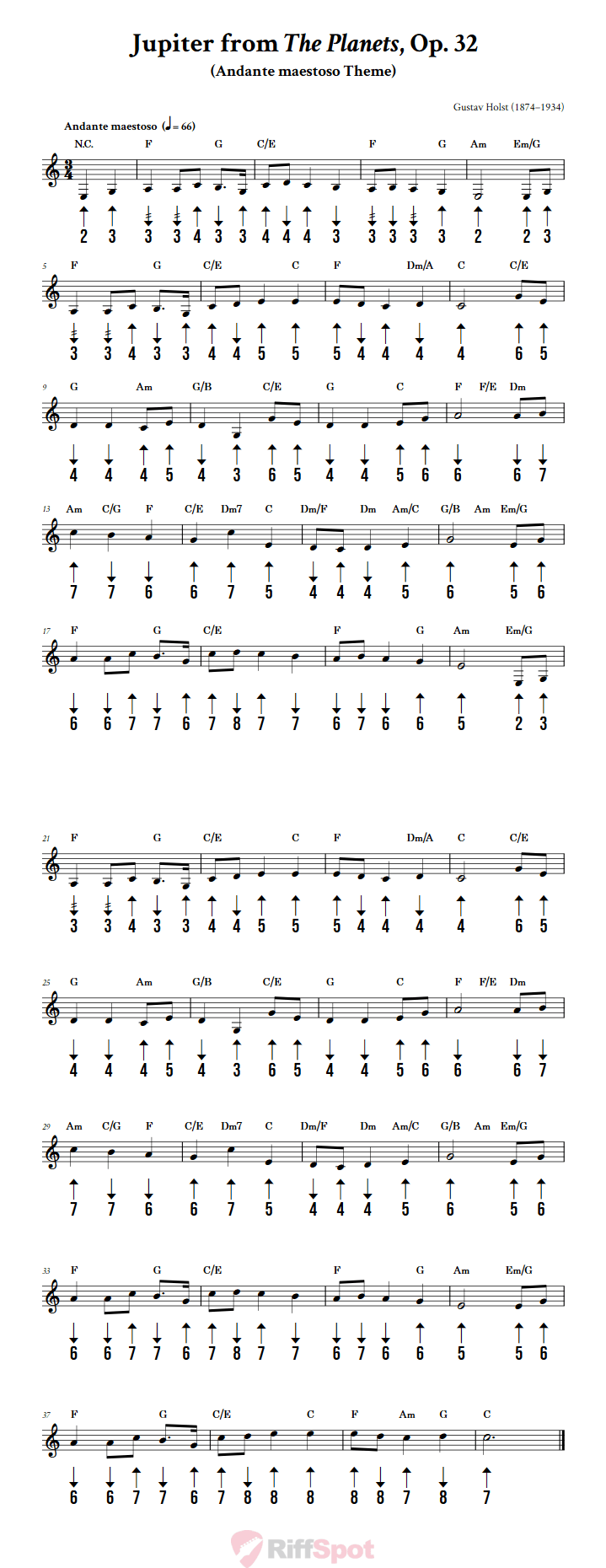 Jupiter from The Planets Harmonica Tab