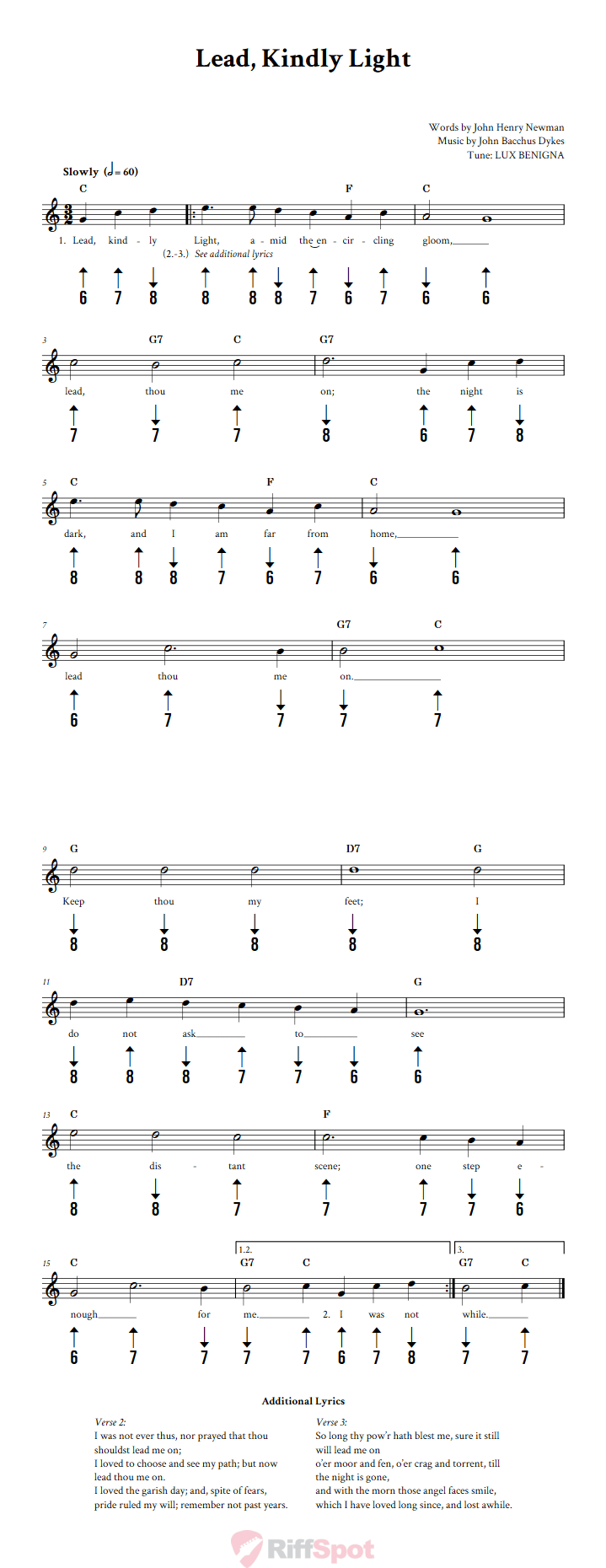 Lead, Kindly Light Harmonica Tab