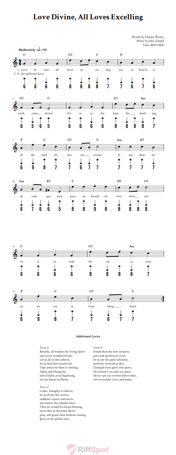 Love Divine, All Loves Excelling Harmonica Tab