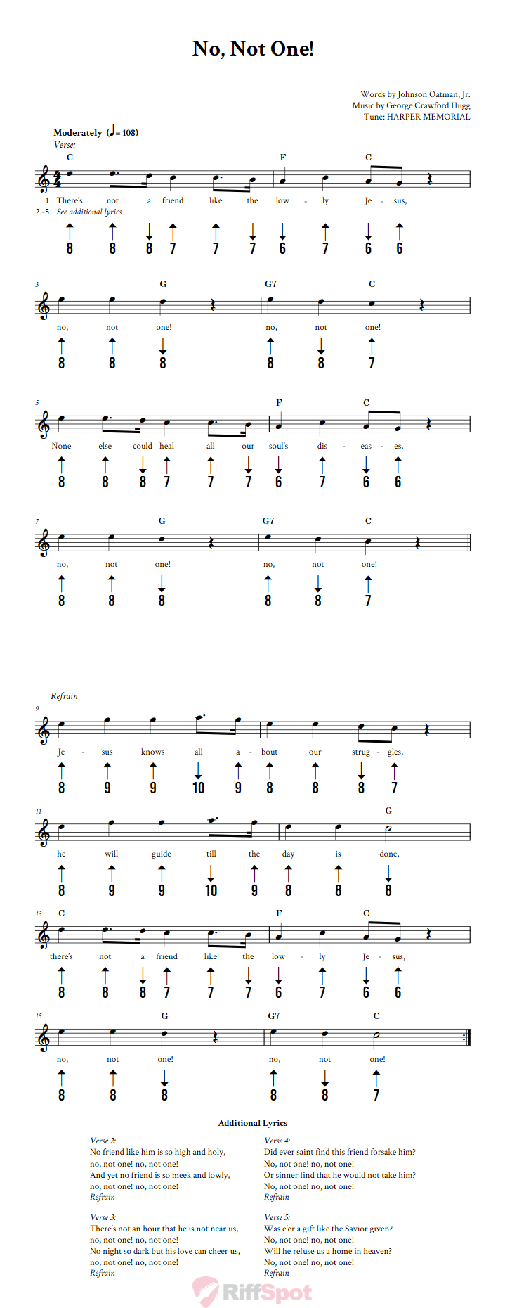 No, Not One! Harmonica Tab