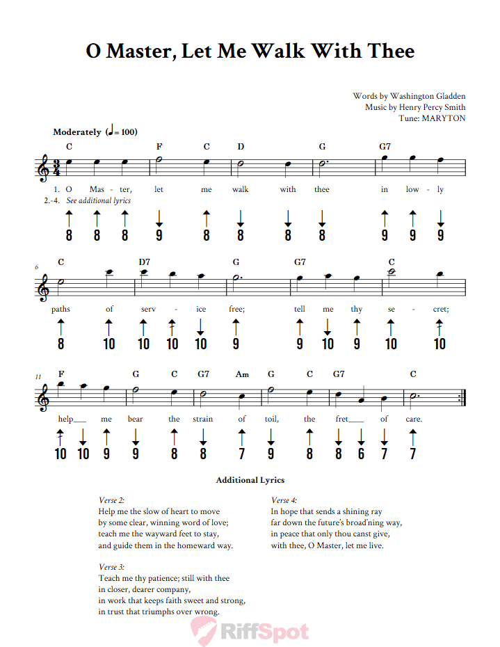 O Master Let Me Walk With Thee Harmonica Tab