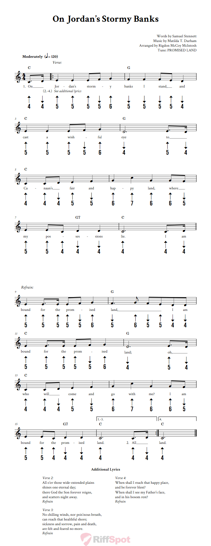 On Jordan's Stormy Banks Harmonica Tab