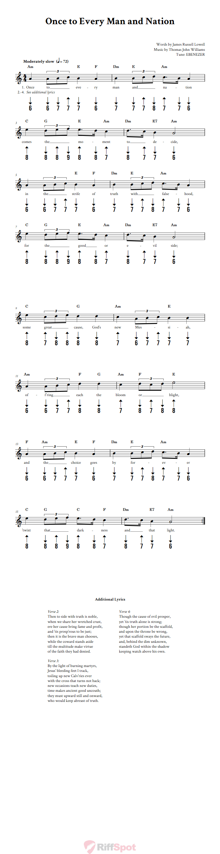 Once to Every Man and Nation Harmonica Tab