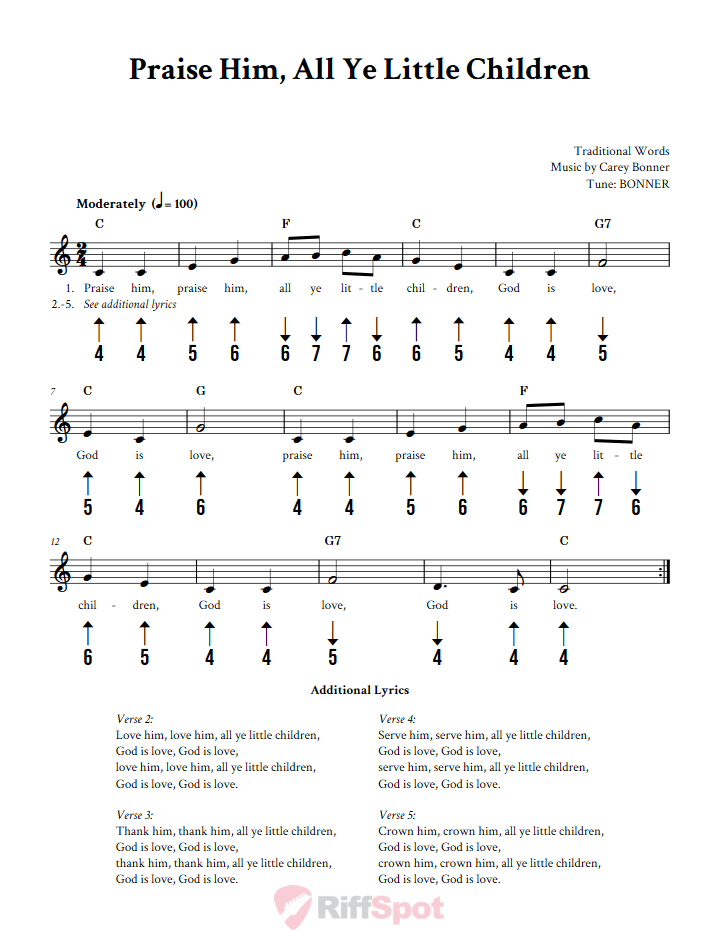 Praise Him, All Ye Little Children Harmonica Tab