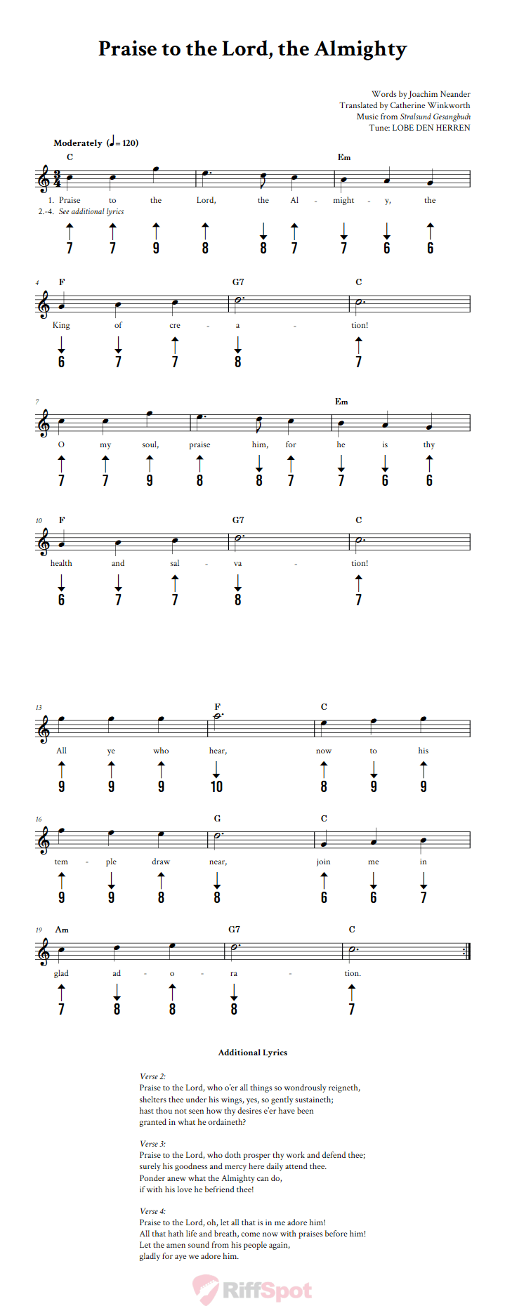 Praise to the Lord, the Almighty Harmonica Tab