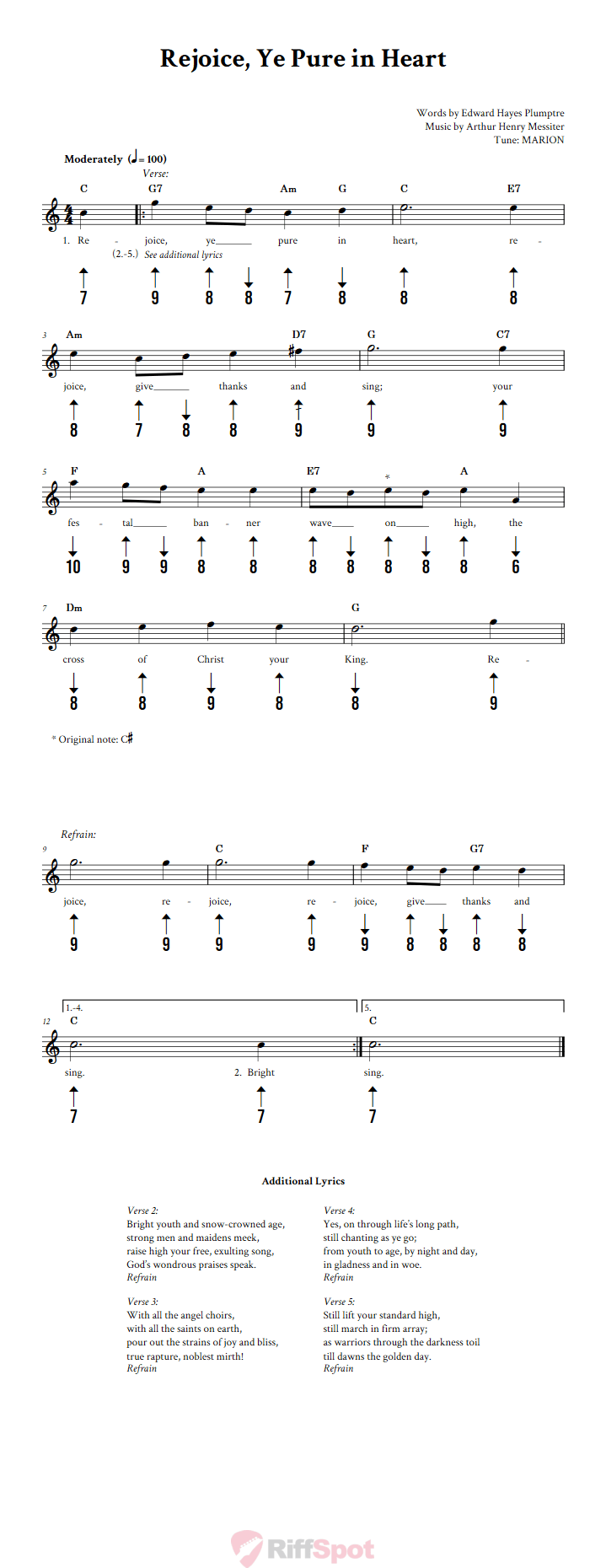 Rejoice, Ye Pure in Heart Harmonica Tab