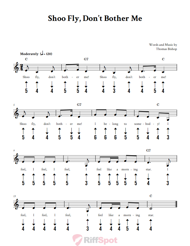Shoo Fly, Don't Bother Me Harmonica Tab