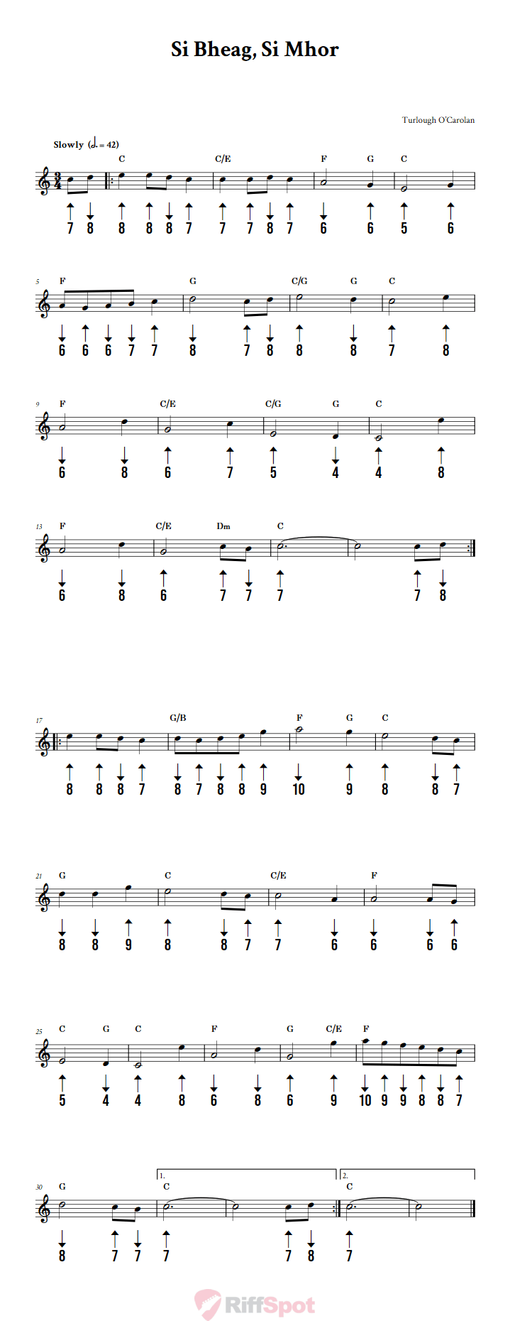 Si Bheag, Si Mhor Harmonica Tab