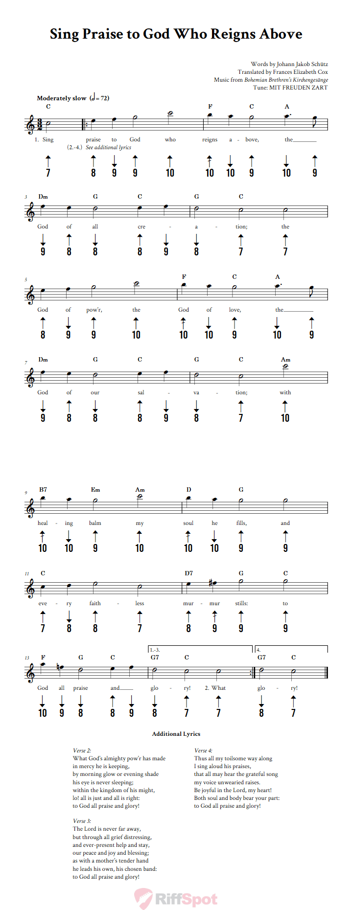 Sing Praise to God Who Reigns Above Harmonica Tab