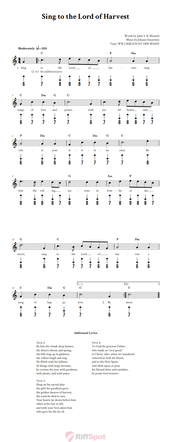 Sing To The Lord Of Harvest Harmonica Tab
