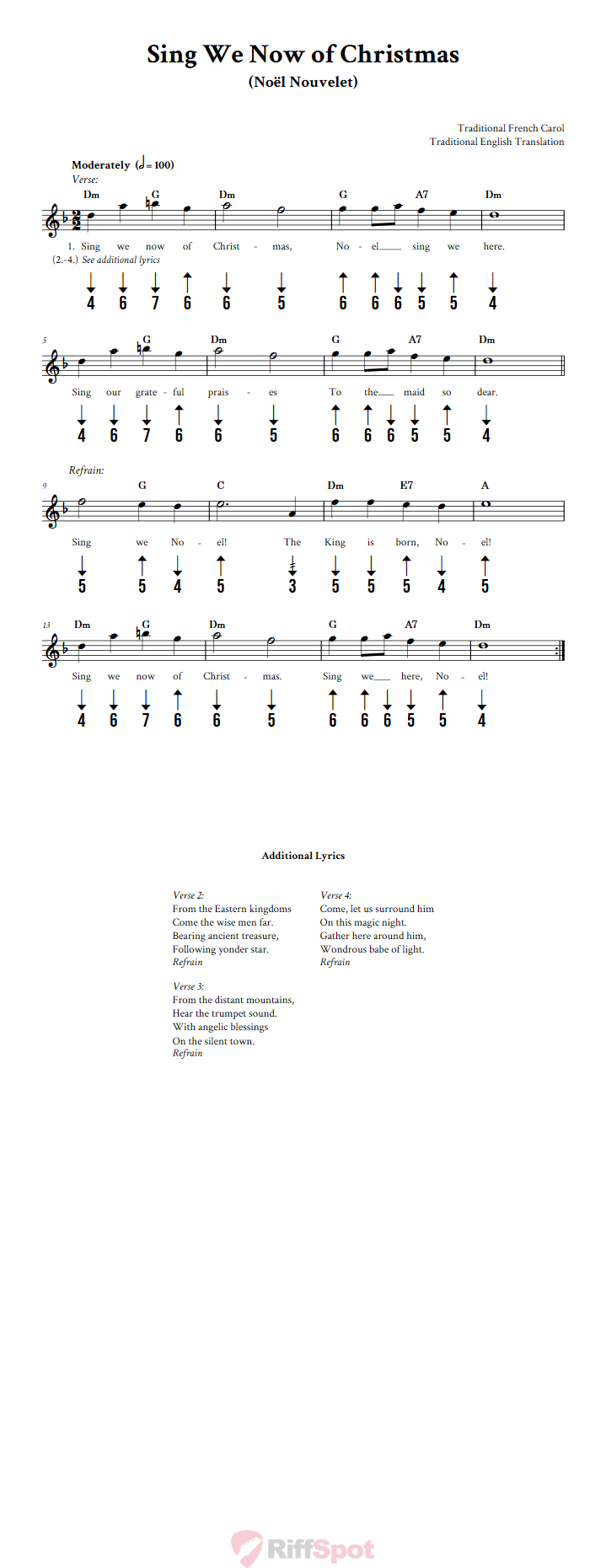 Sing We Now of Christmas Harmonica Tab