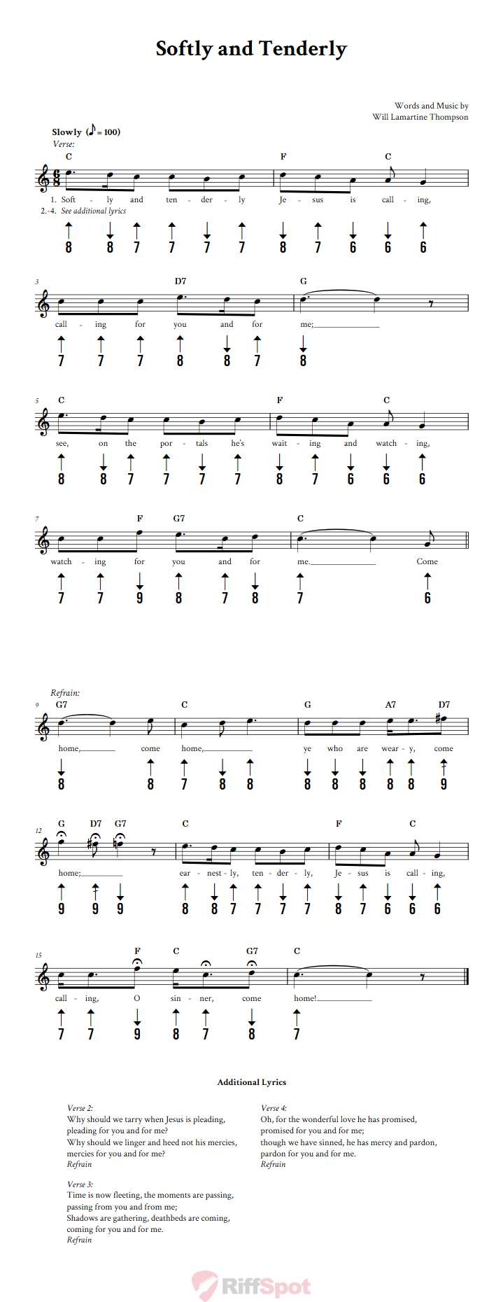 Softly And Tenderly Harmonica Tab