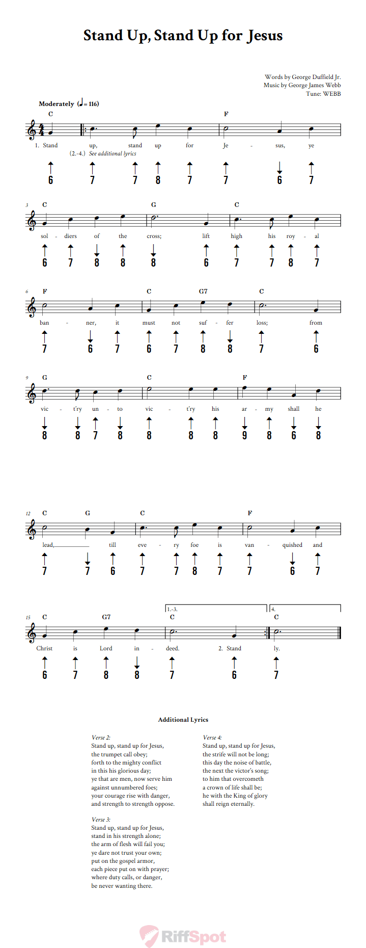 Stand Up, Stand Up for Jesus Harmonica Tab