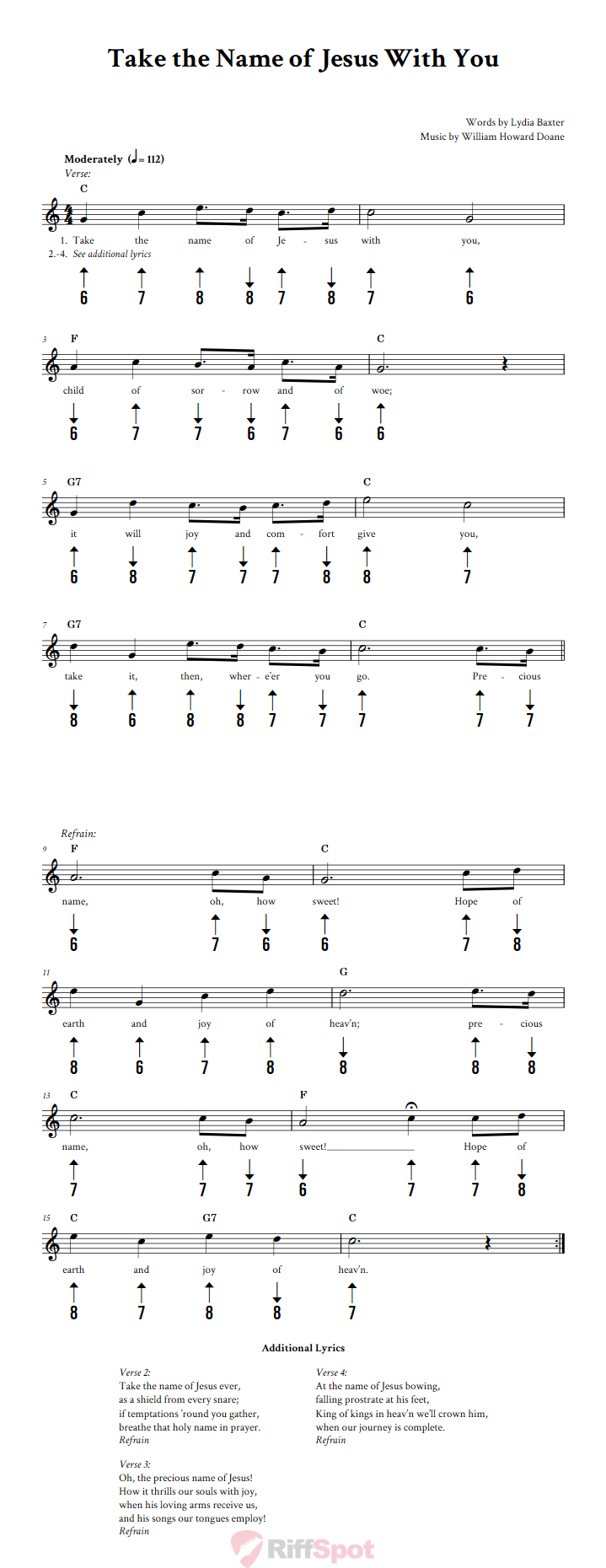Take the Name of Jesus With You Harmonica Tab
