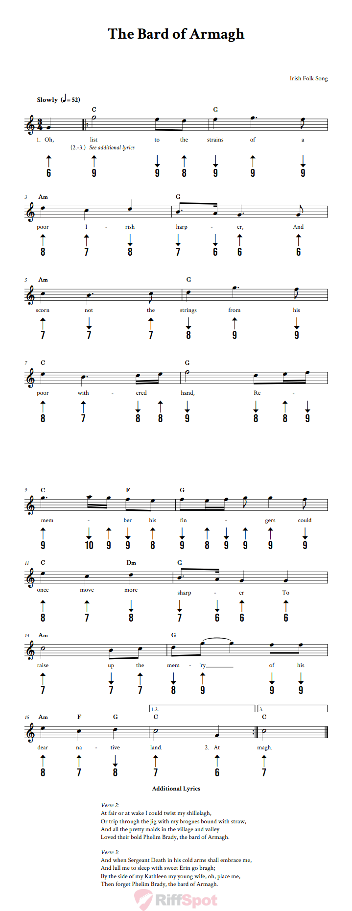 The Bard of Armagh Harmonica Tab