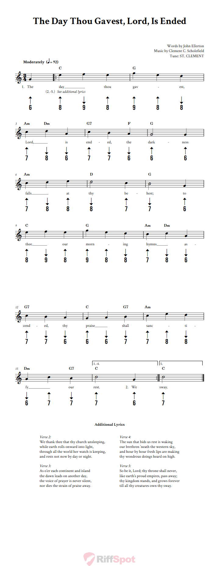 The Day Thou Gavest, Lord, Is Ended Harmonica Tab