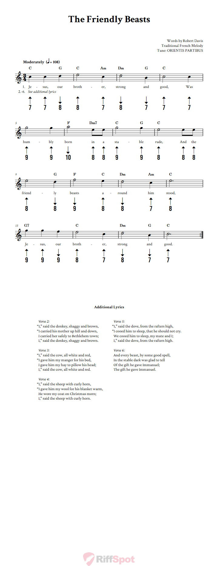 The Friendly Beasts Harmonica Tab