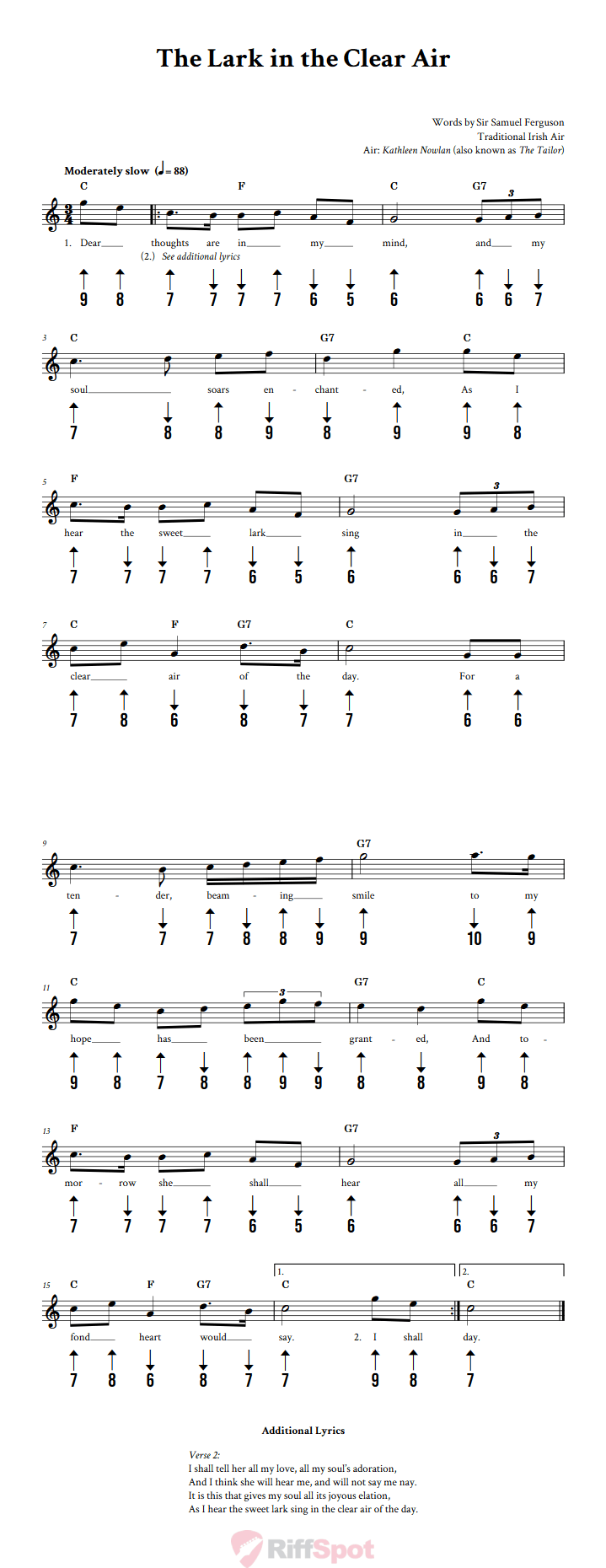 The Lark in the Clear Air Harmonica Tab
