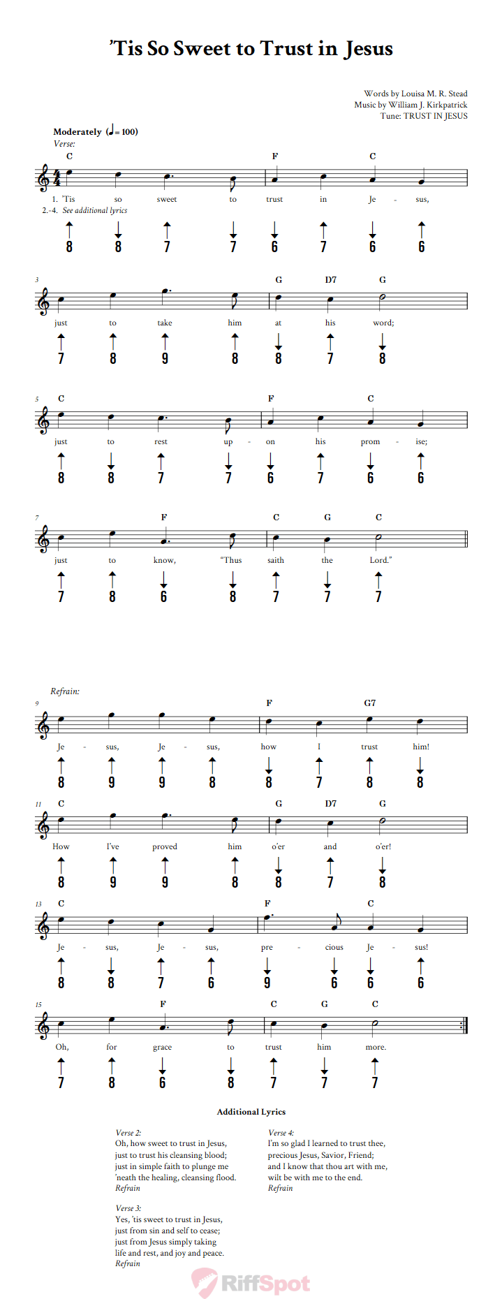 Tis So Sweet To Trust In Jesus Harmonica Tab