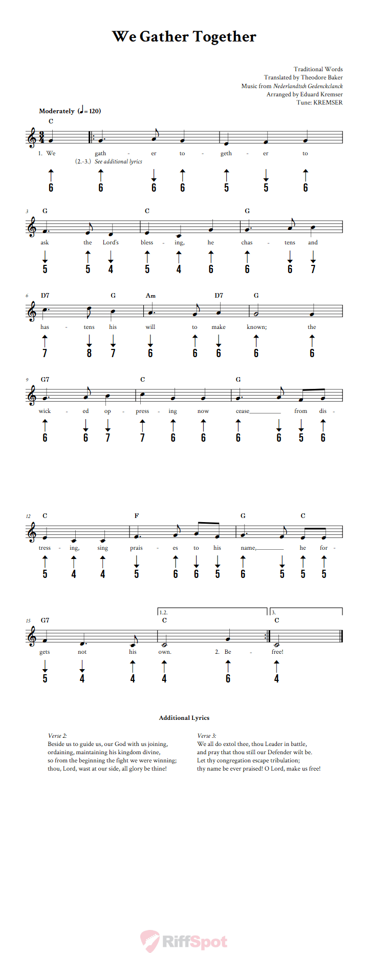 We Gather Together Harmonica Tab