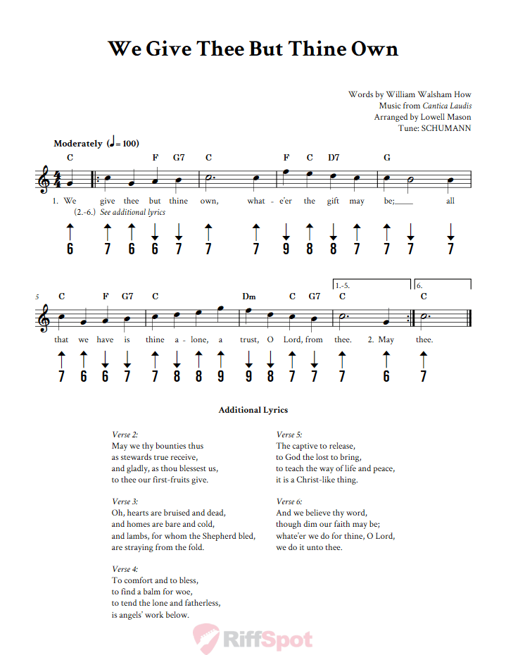 We Give Thee But Thine Own Harmonica Tab