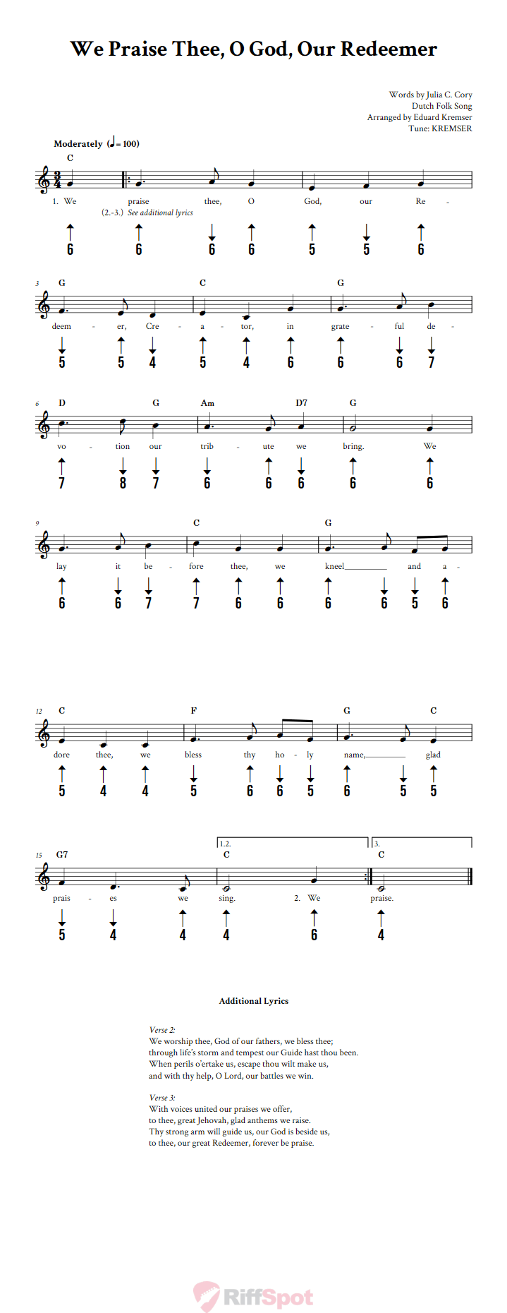 We Praise Thee, O God, Our Redeemer Harmonica Tab