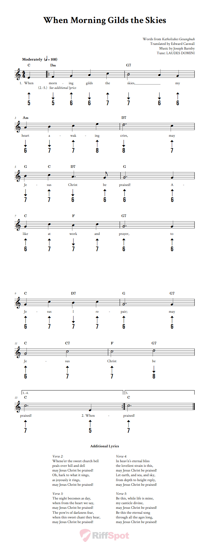 When Morning Gilds the Skies Harmonica Tab