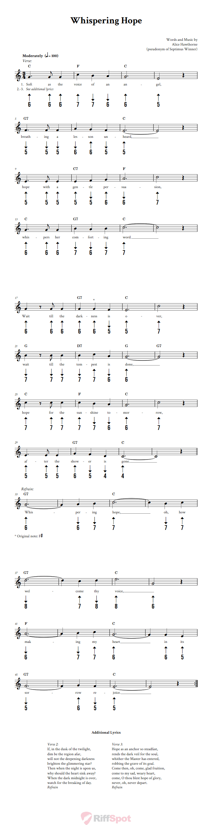Whispering Hope Harmonica Tab