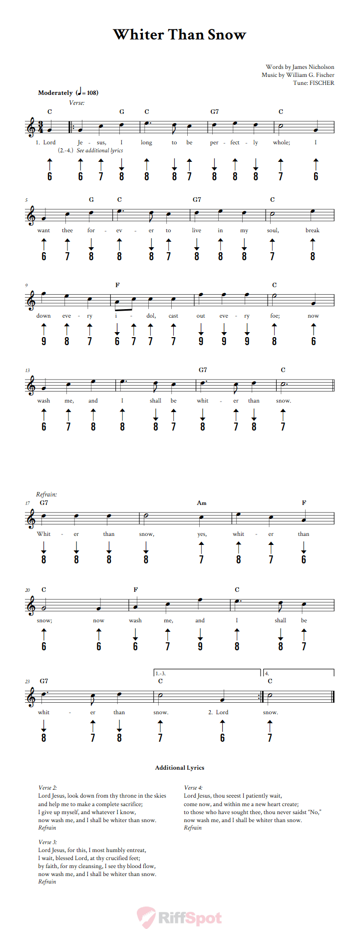 Whiter Than Snow Harmonica Tab