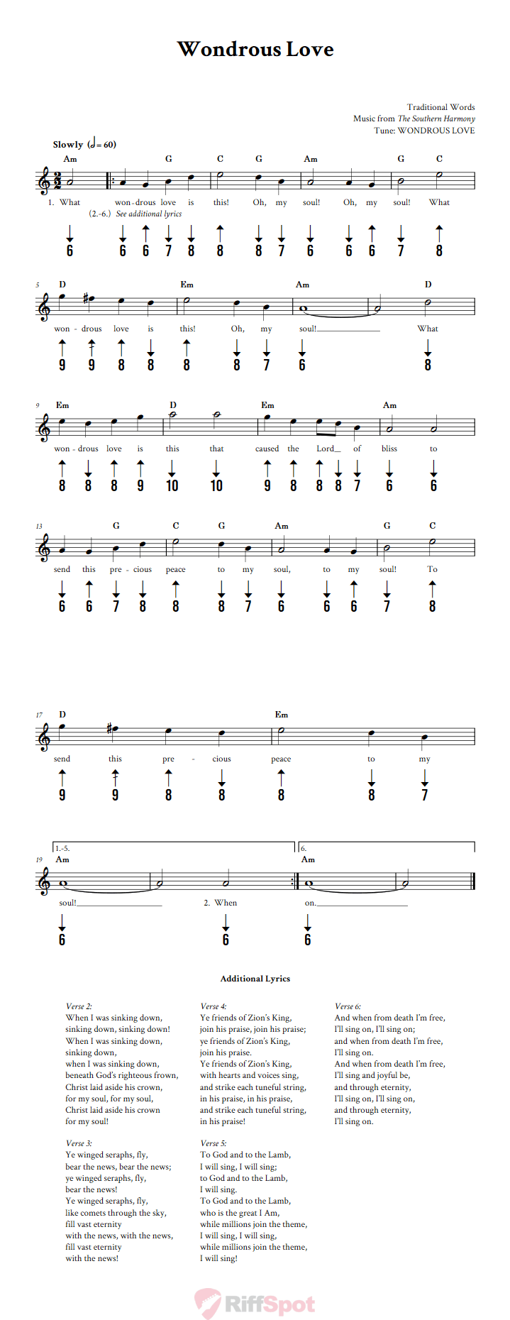 Wondrous Love Harmonica Tab
