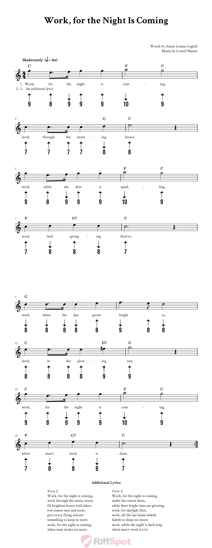 Work, for the Night Is Coming Harmonica Tab