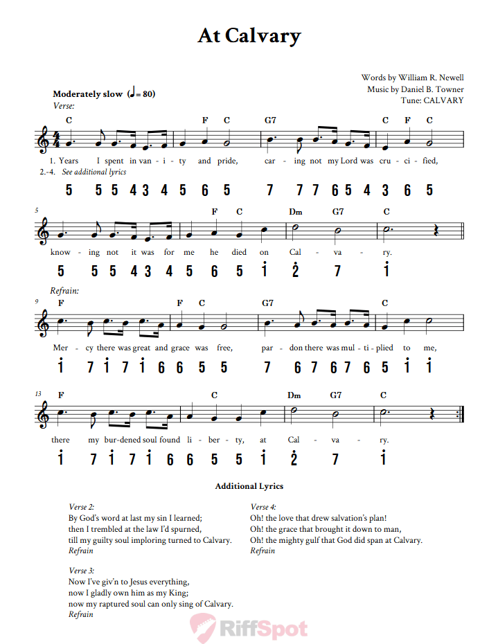 At Calvary Kalimba Tab
