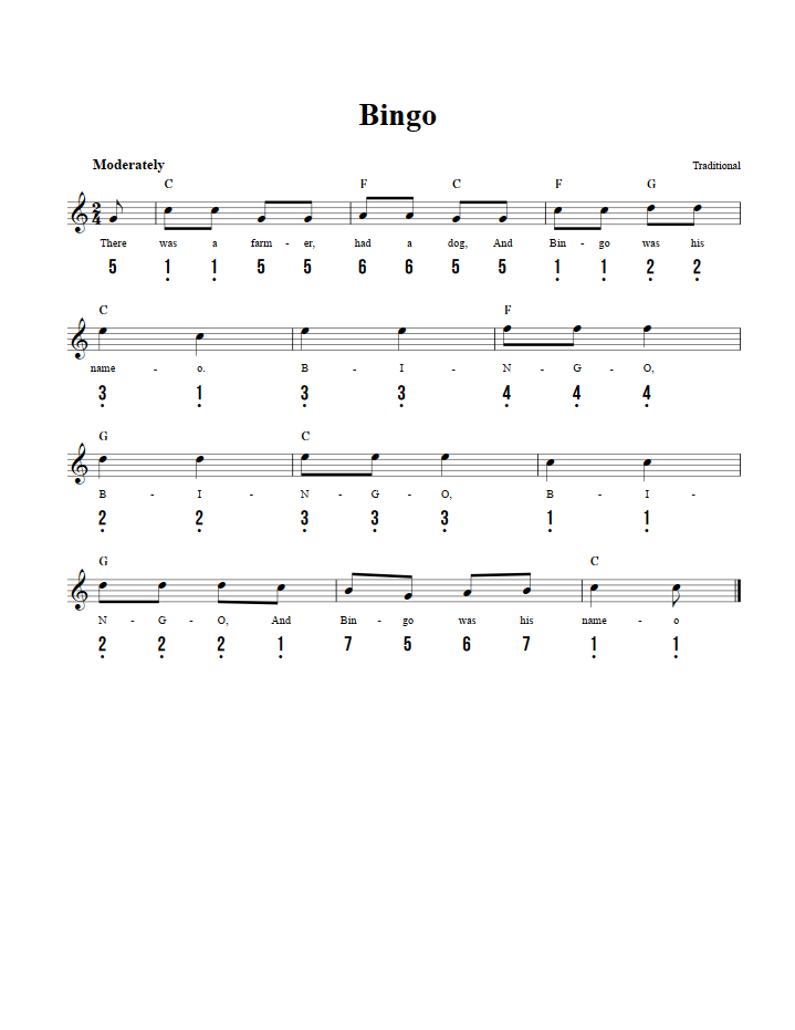 Bingo Kalimba Tab