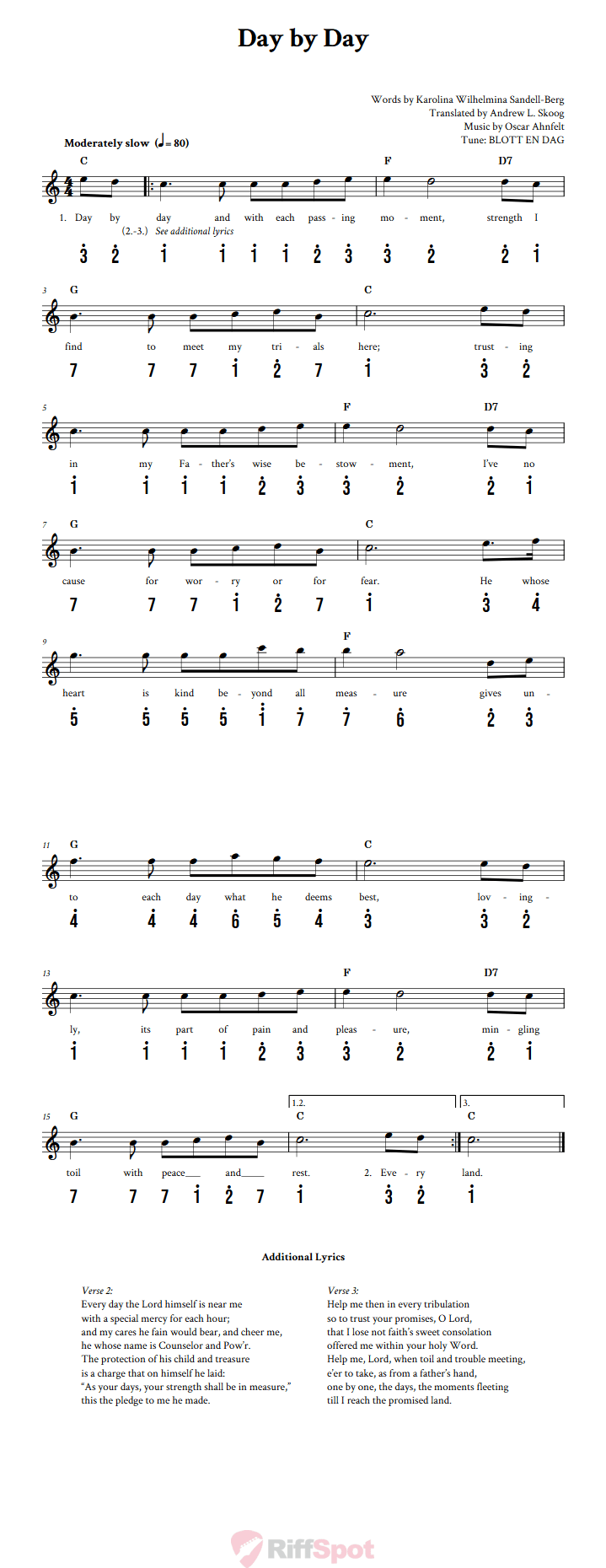 Day By Day Kalimba Tab
