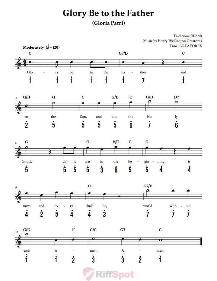 Glory Be To The Father Kalimba Tab