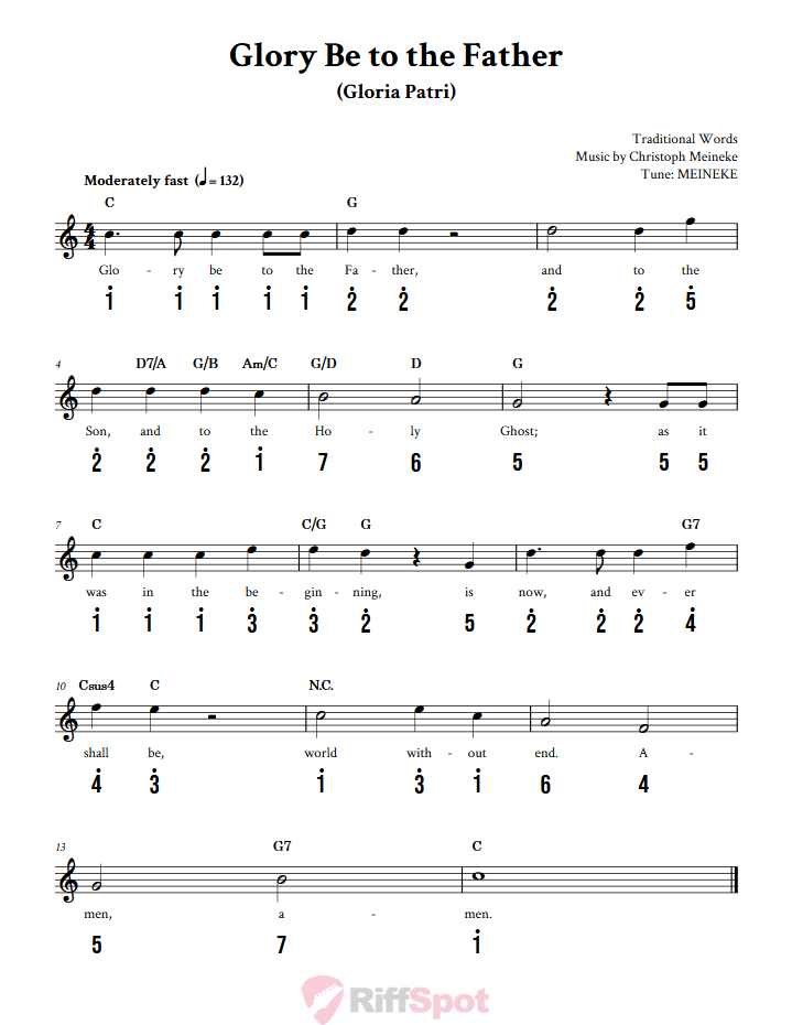 Glory Be To The Father Kalimba Tab