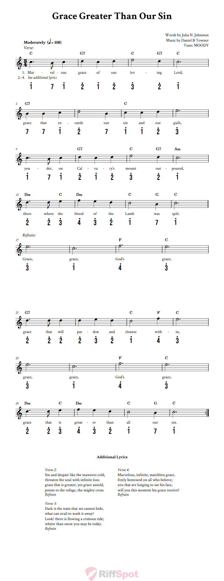 Grace Greater Than Our Sin Kalimba Tab
