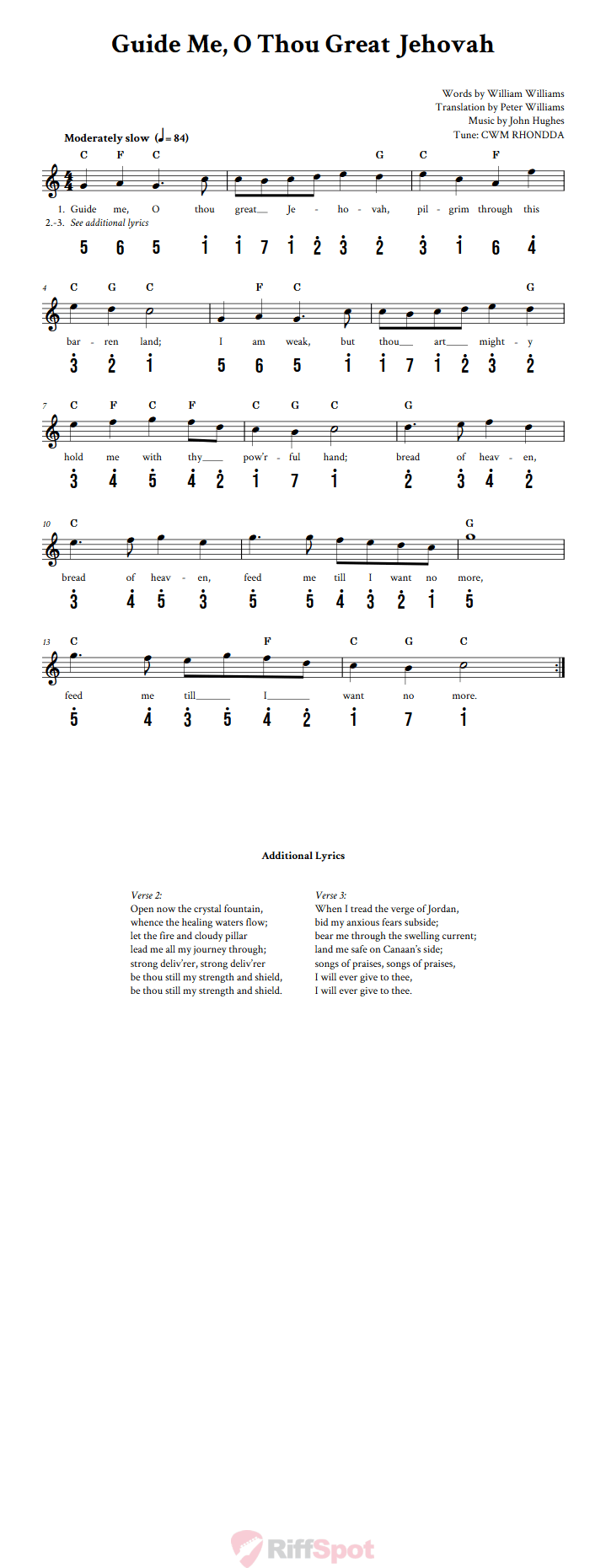 Guide Me, O Thou Great Jehovah Kalimba Tab