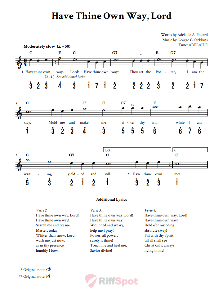 Have Thine Own Way, Lord Kalimba Tab