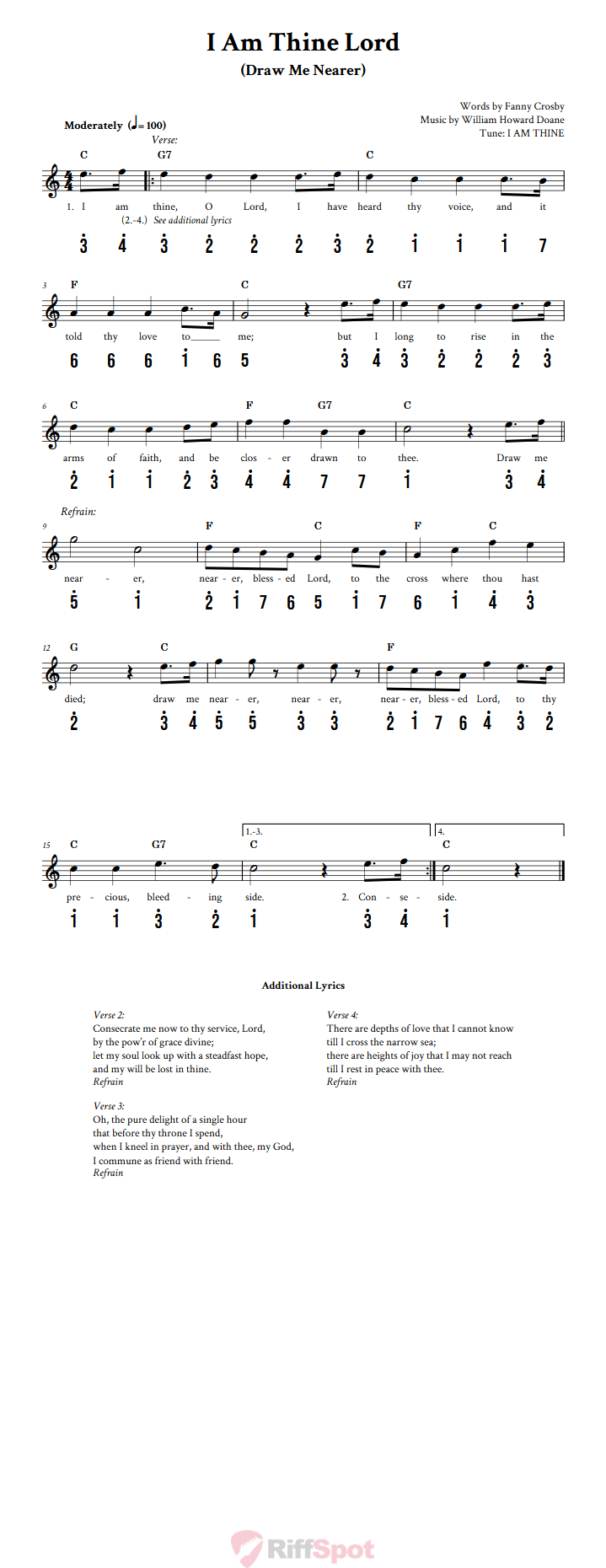 I Am Thine, O Lord Kalimba Tab
