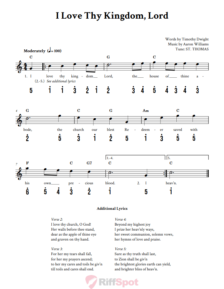 I Love Thy Kingdom, Lord Kalimba Tab