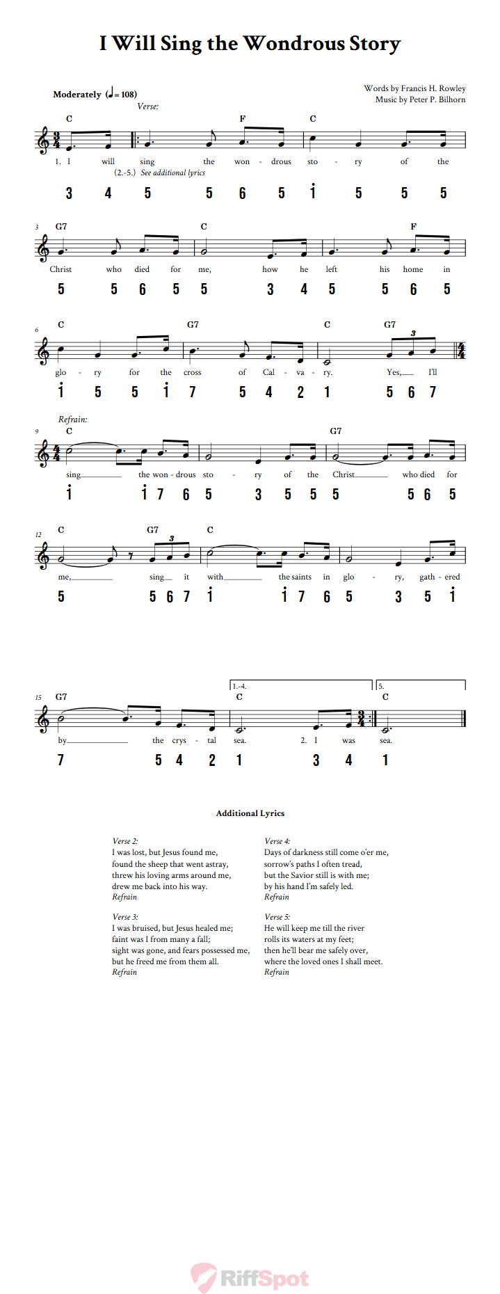 I Will Sing the Wondrous Story Kalimba Tab