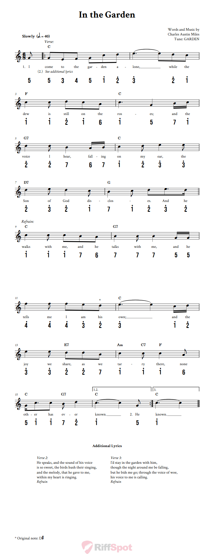 In the Garden Kalimba Tab